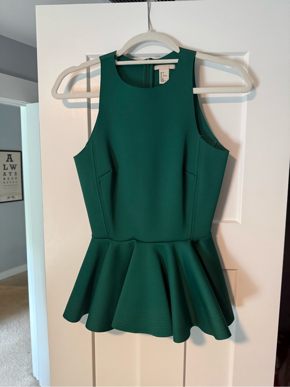 H&M Emerald Green Sleeveless Peplum Top